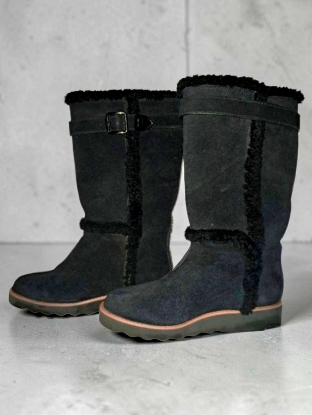 Coach Belmont Suede Womens Boots Black Midcalf Sz 7B EUC